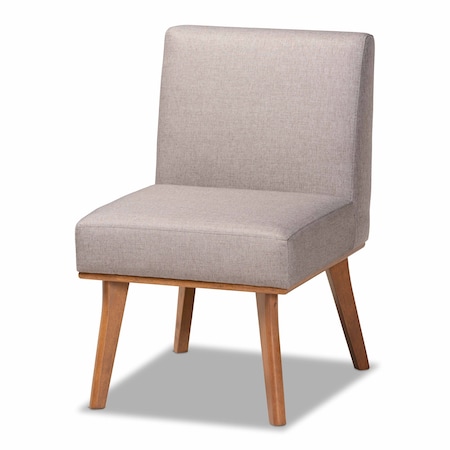 Baxton Studio Odessa Mid-Century Modern Grey Fabric and Walnut Brown Finished Wood Dining Chair 175-10980-Zoro